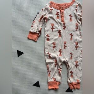 Cat & Jack|Baby girl footless pajamas in ribbed cream & Floral tulip Print,6-9M